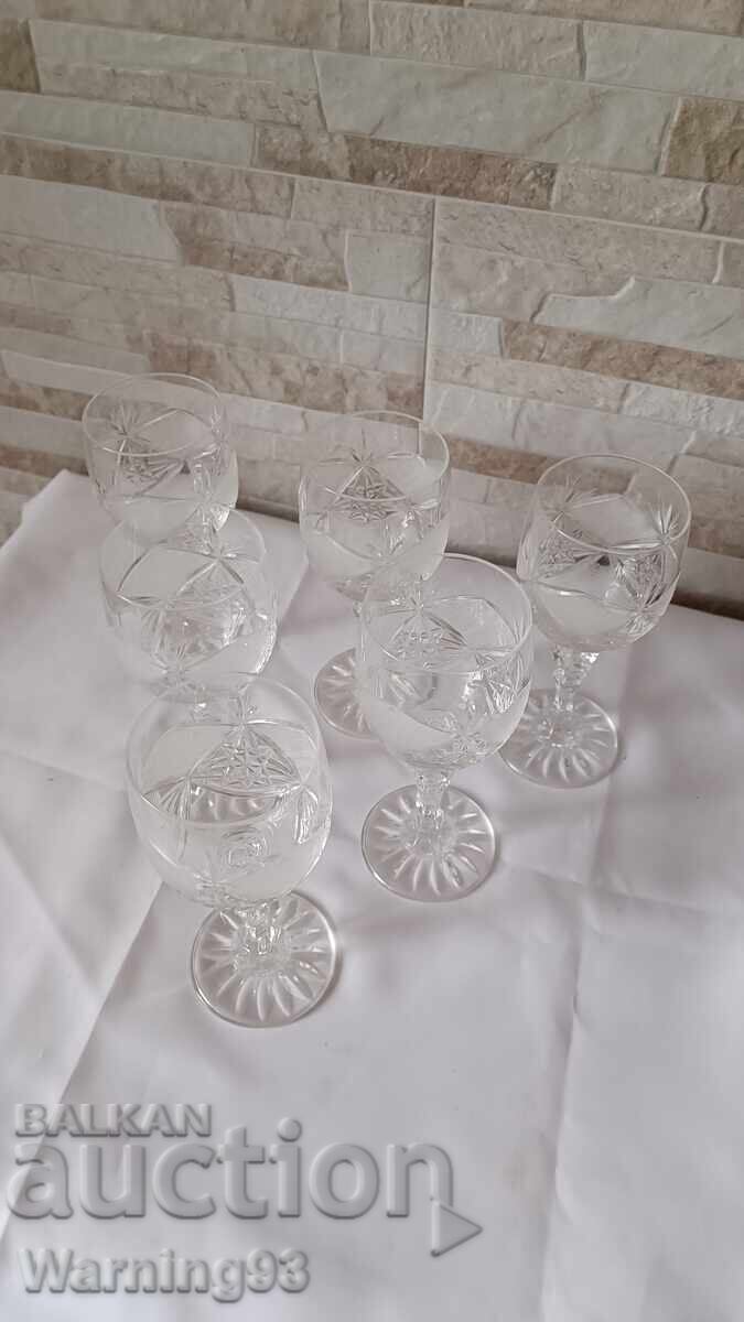 Set de pahare pentru vin alb - cristal de plumb - 6 bucăți - fabrica Kvarț - 6