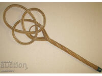 Woven rattan carpet beater, 1980s, excellent