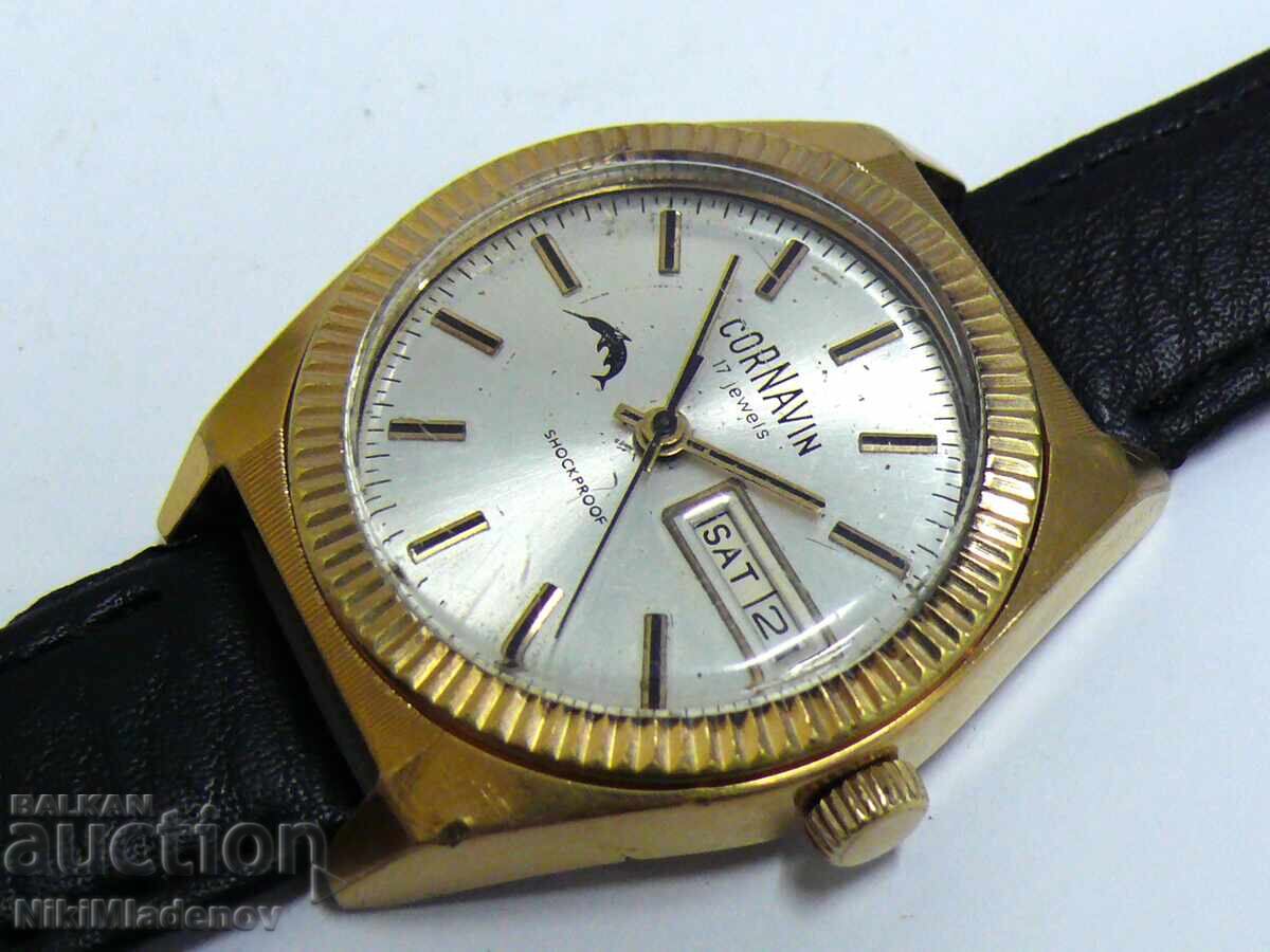 Soviet CORNAVIN/ ROCKET Gold-Plated Men's Wristwatch, BZC! with price 25.52 BGN | € 13.05 Soviet CORNAVIN/ ROCKET Gold-Plated Men's Wristwatch, BZC! with price 25.52 BGN | € 13.05