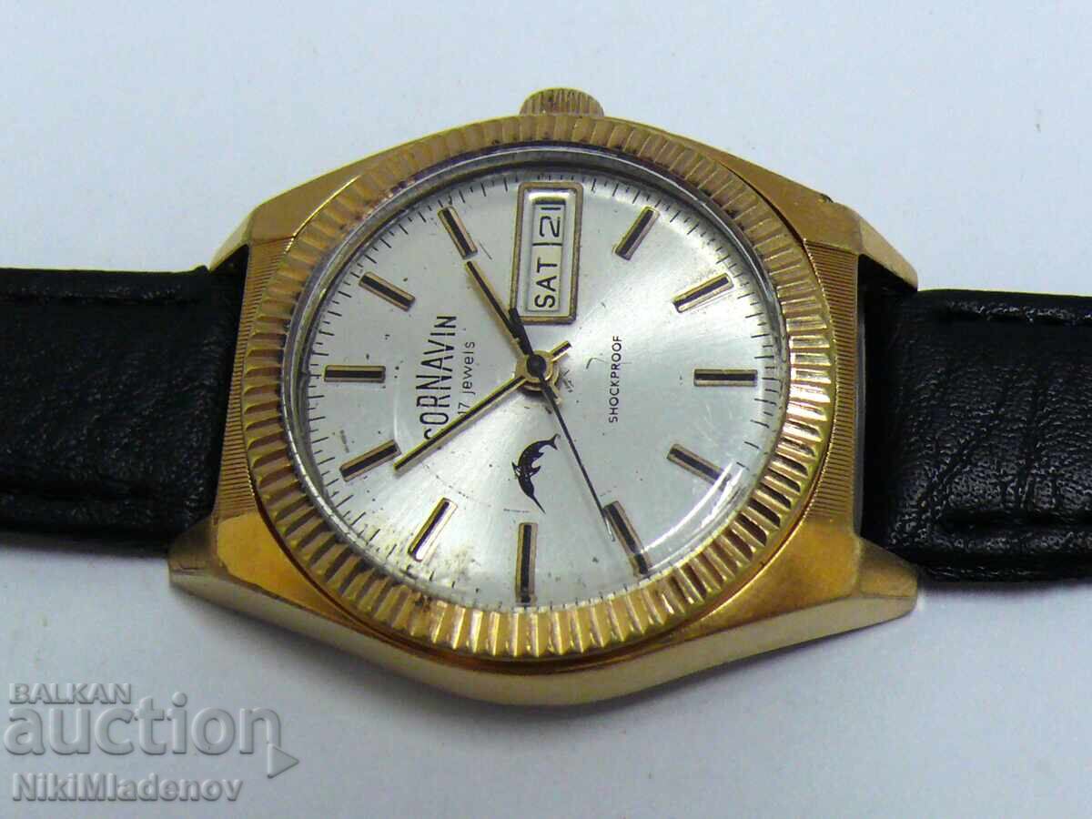 Auction Soviet CORNAVIN/ ROCKET Gold-Plated Men's Wristwatch, BZC! Auction Soviet CORNAVIN/ ROCKET Gold-Plated Men's Wristwatch, BZC!