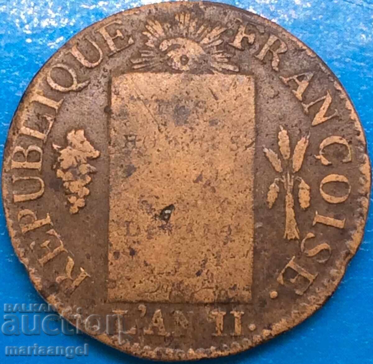 Δημοπρασία Γαλλία 1 sol 1793 LaN II Louis XVI AA - Παρίσι