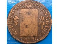 Γαλλία 1 sol 1793 LaN II Louis XVI AA - Παρίσι