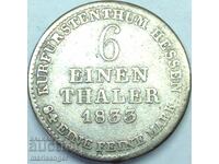 1/6 Thaler 1833 Germany Hesse Silver