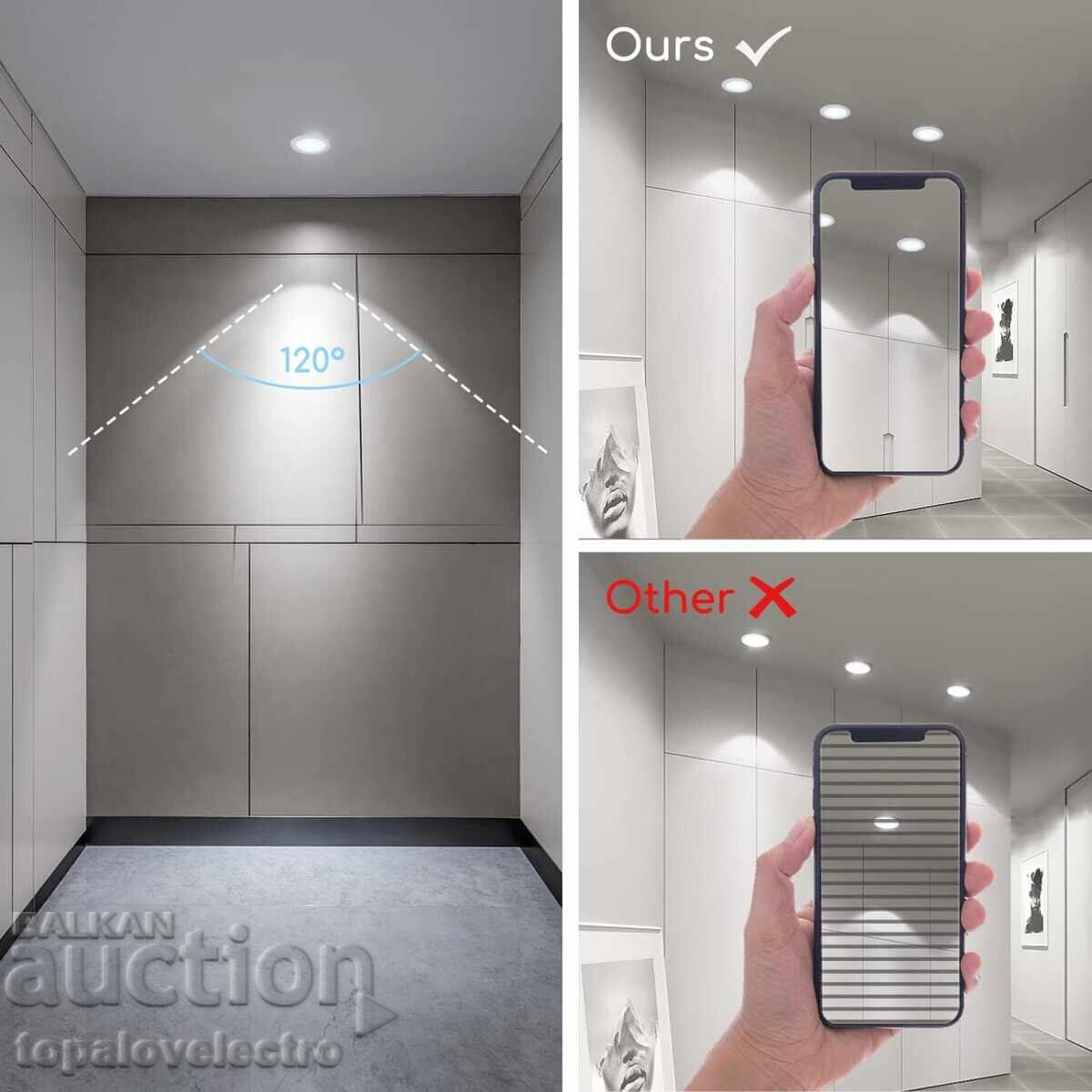 Аукцион НОВИ! LED лунички 12W, 1350 лумена, 145-155 мм, 2 бр/к-кт