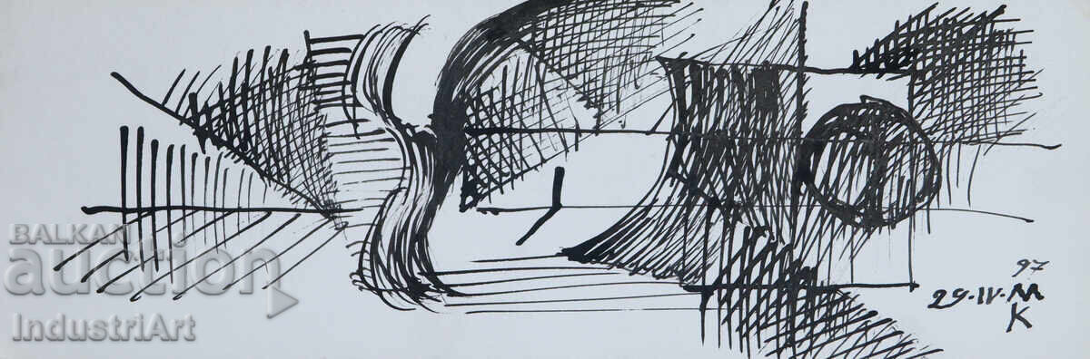 Artă contemporană tuș compoziție abstractă