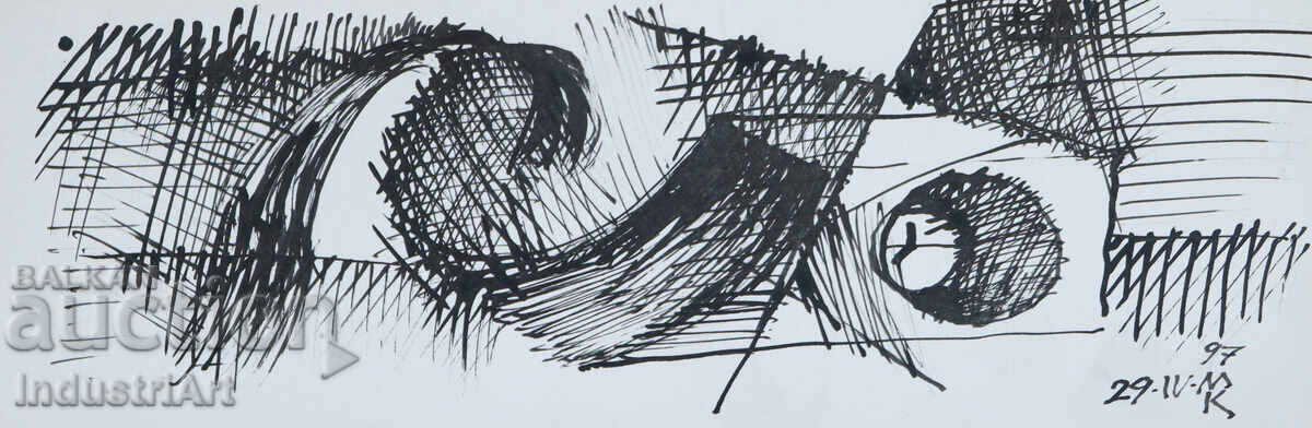 Auction  Contemporary Art Ink Abstract Composition