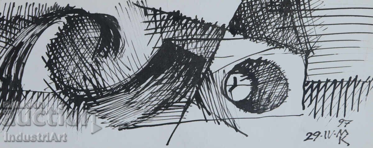 Contemporary Art Ink Abstract Composition - 6