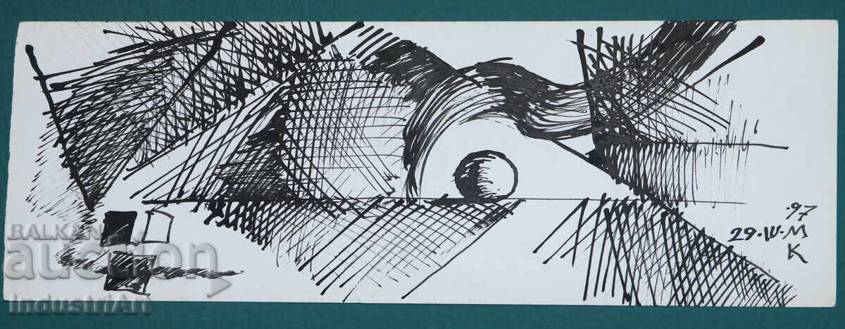 Licitație Artă modernă tuș compoziție abstractă Licitație Artă modernă tuș compoziție abstractă