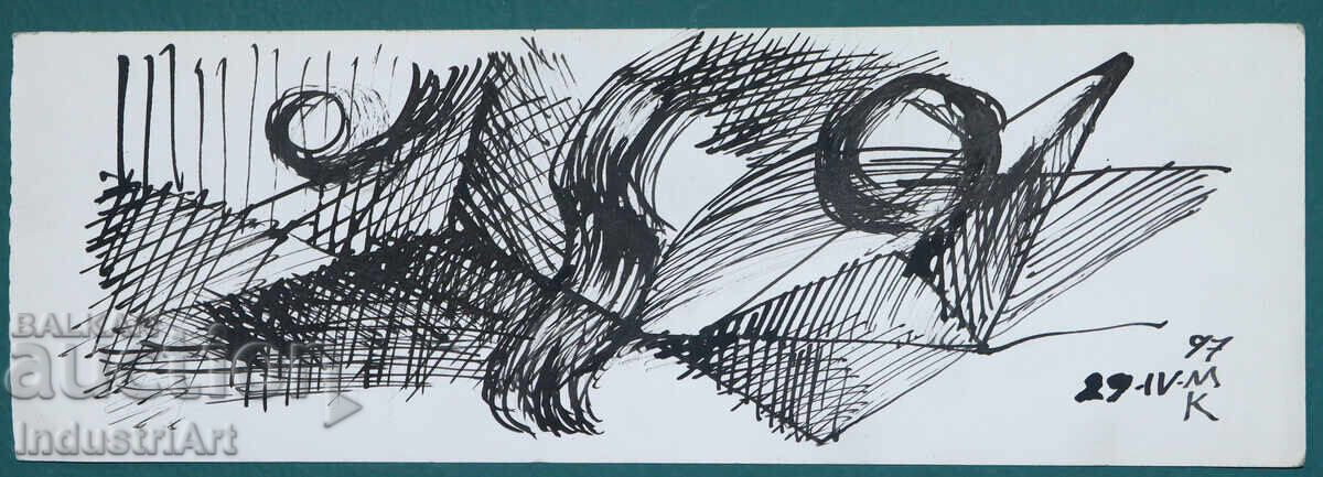 Auction  Modern art ink abstract composition