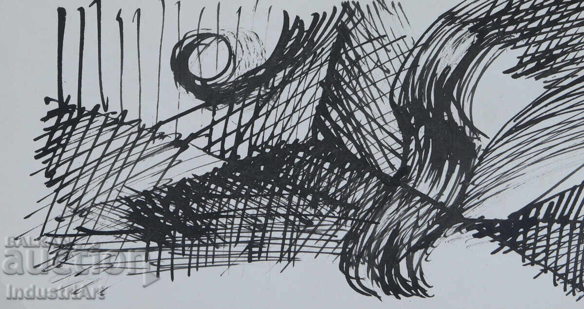 Delivery of Modern art ink abstract composition