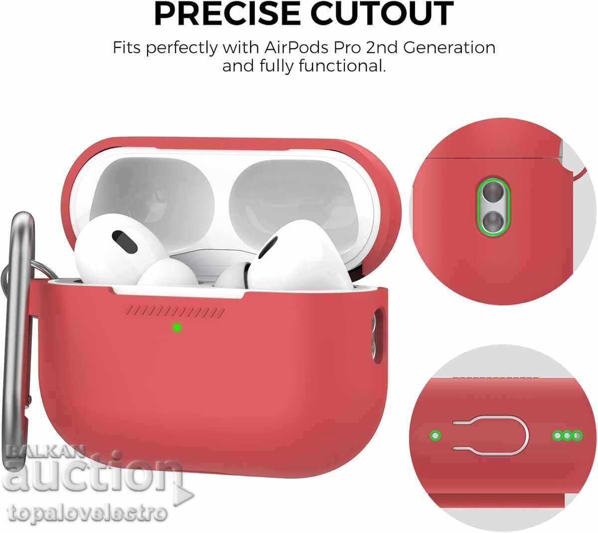 ΚΑΙΝΟΥΡΙΟ! Σιλικονούχα θήκη για AirPods Pro 2, με καραμπίνερ και λουράκι χειρός - 5