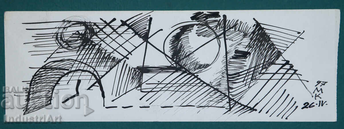 Δημοπρασία Σύγχρονη τέχνη μελάνι αφηρημένη σύνθεση