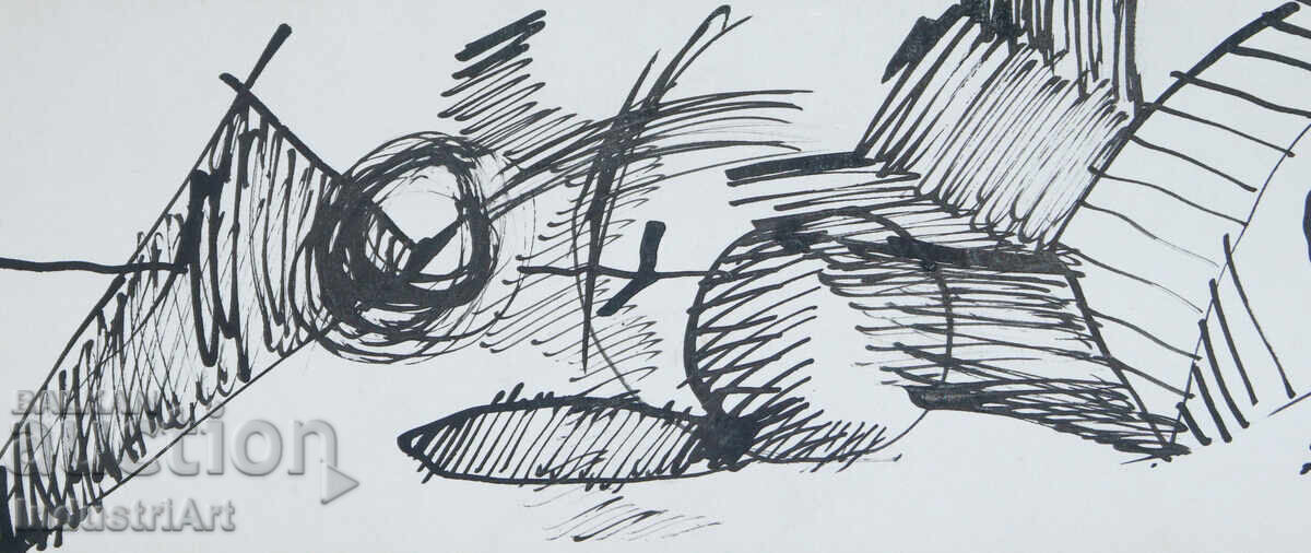 Delivery of Abstract Art Ink Drawing Composition