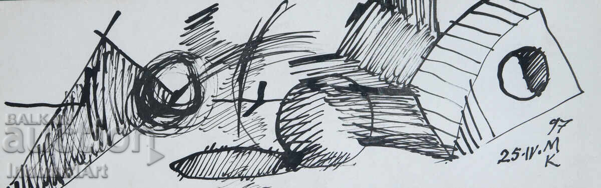 Abstract Art Ink Drawing Composition