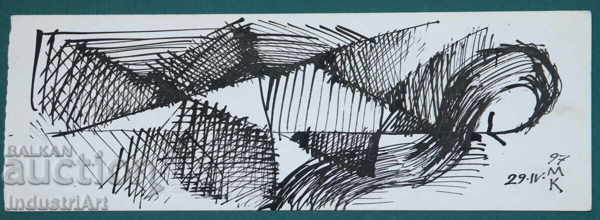 Δημοπρασία Αφηρημένη τέχνη σχέδιο με μελάνι σύνθεση