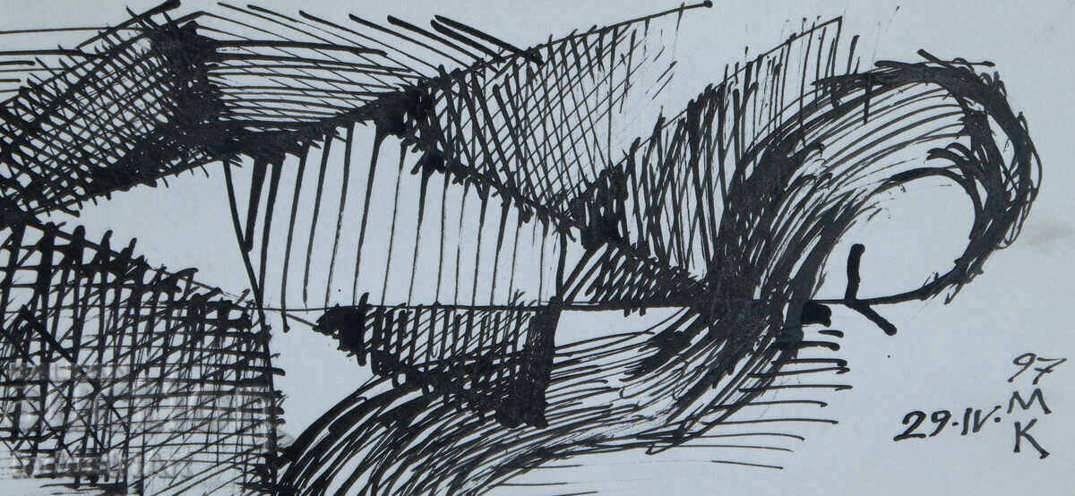 Αφηρημένη τέχνη σχέδιο με μελάνι σύνθεση - 5