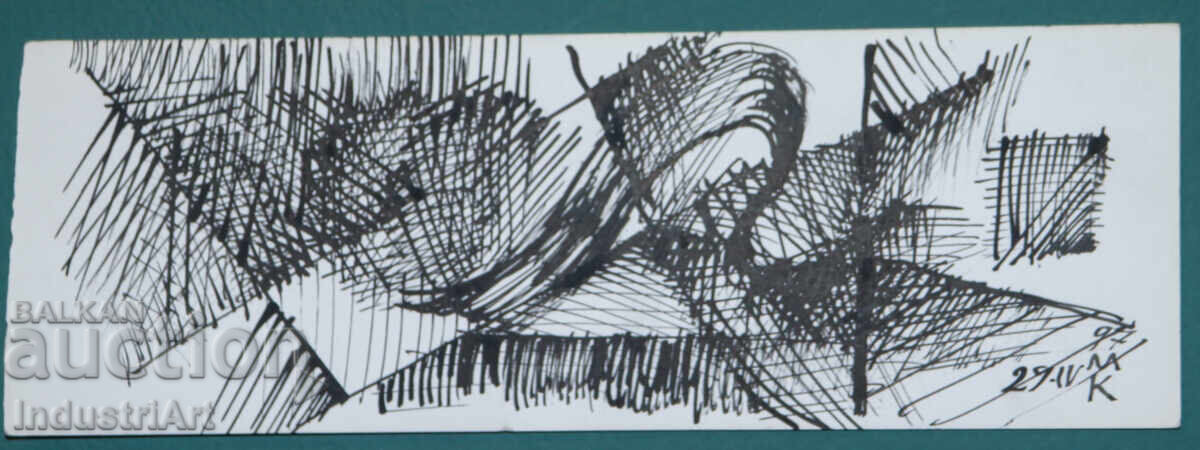 Auction  Abstract Art Ink Drawing Composition