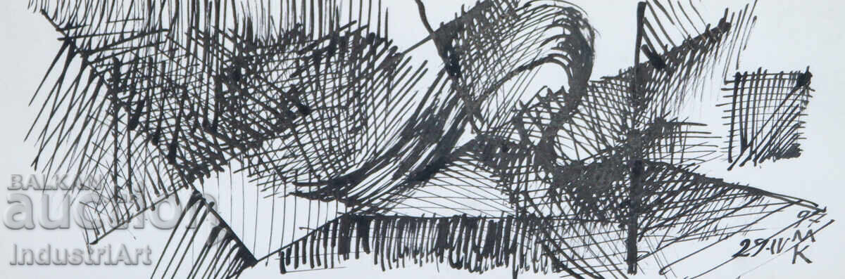 Abstract Art Ink Drawing Composition