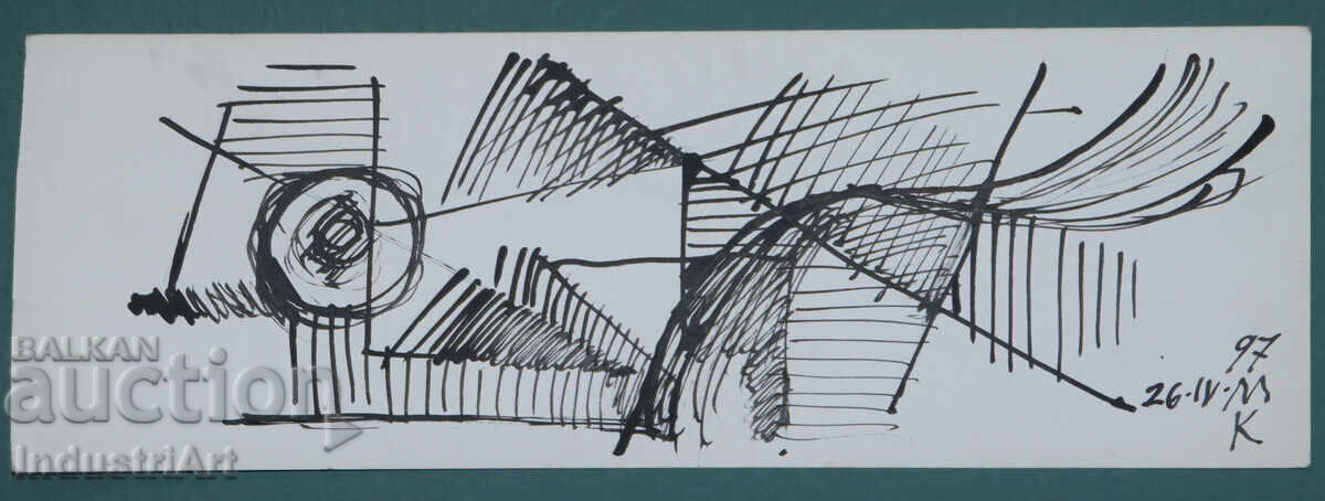 Licitație Desen de artă abstractă, compoziție cu tuș Licitație Desen de artă abstractă, compoziție cu tuș