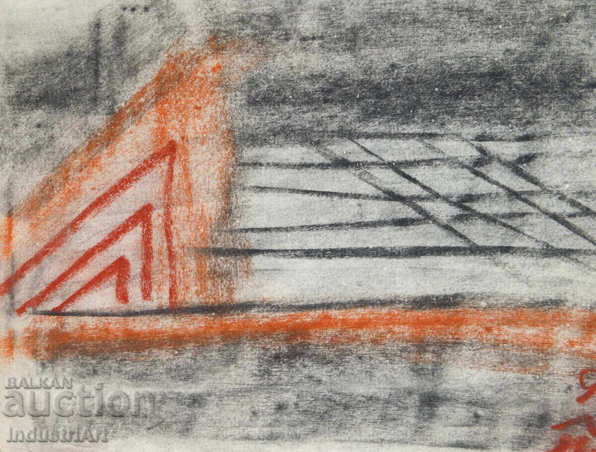 Delivery of Abstract art pastel drawing, signed