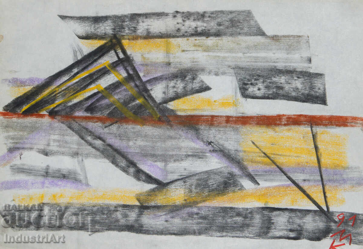 Auction  Modern art drawing pastel abstract composition