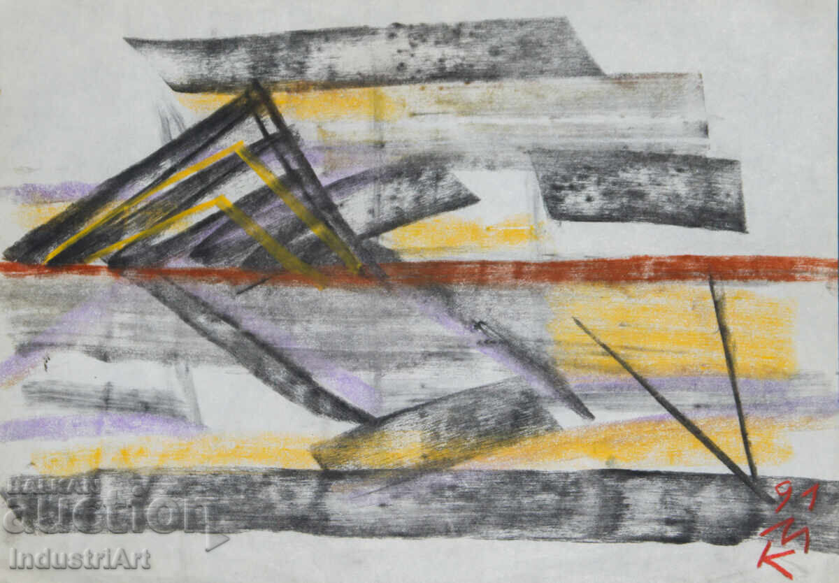 Modern art drawing pastel abstract composition