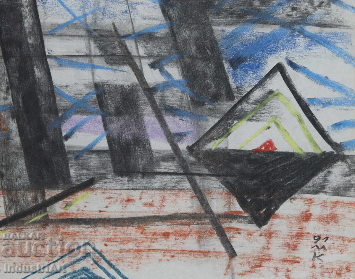 Σύγχρονη τέχνη σχέδιο παστέλ αφηρημένη σύνθεση - 5