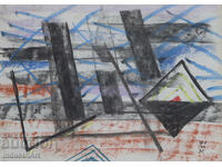 Artă contemporană desen pastel compoziție abstractă