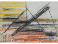 Artă contemporană desen pastel compoziție abstractă