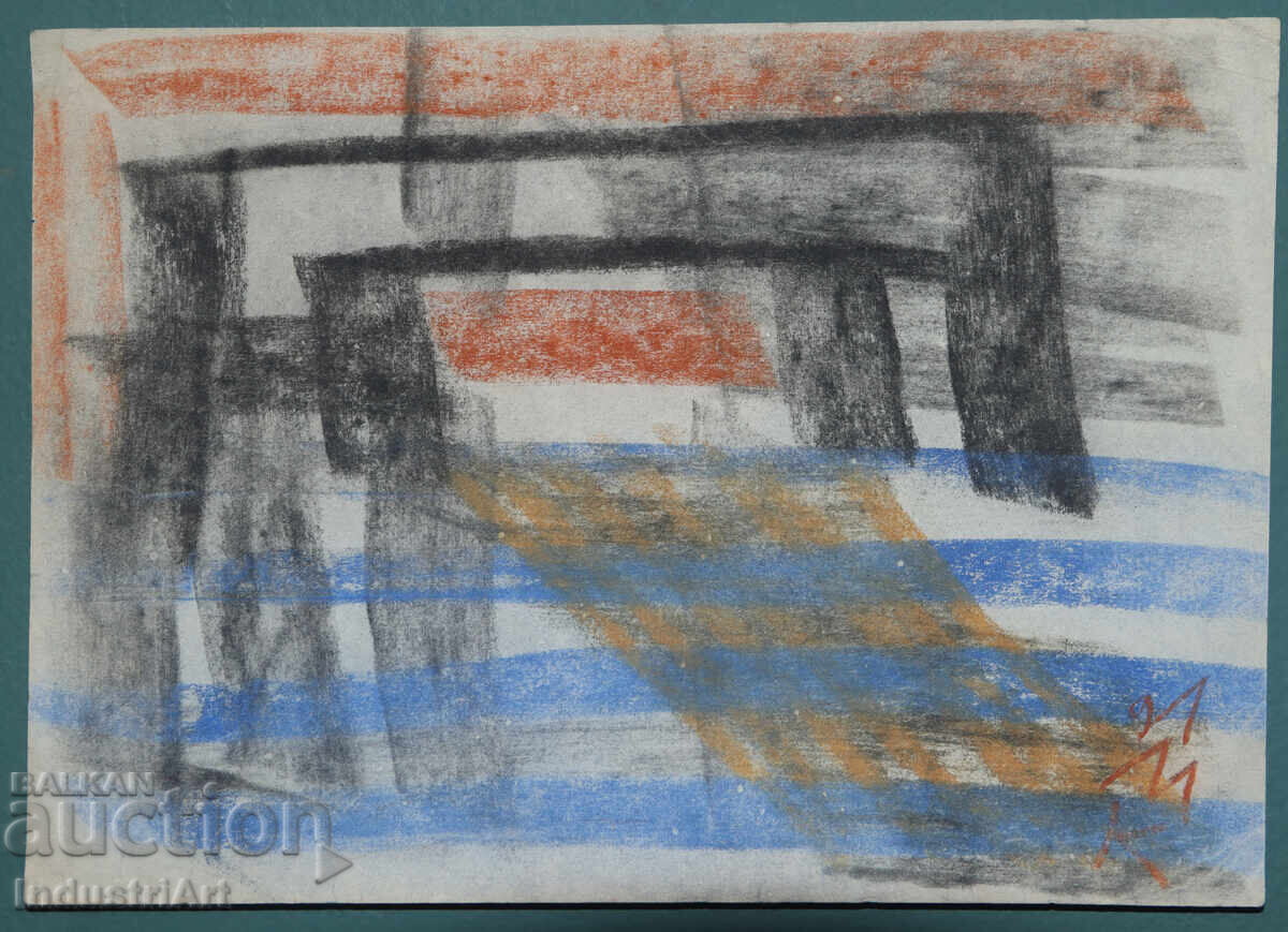 Auction  Contemporary art drawing pastel abstract composition