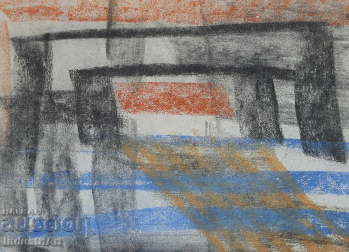 Delivery of Contemporary art drawing pastel abstract composition