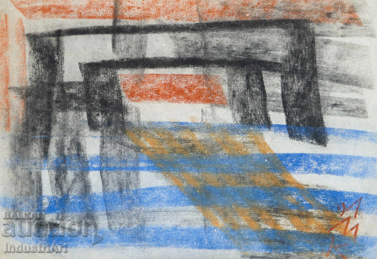 Contemporary art drawing pastel abstract composition