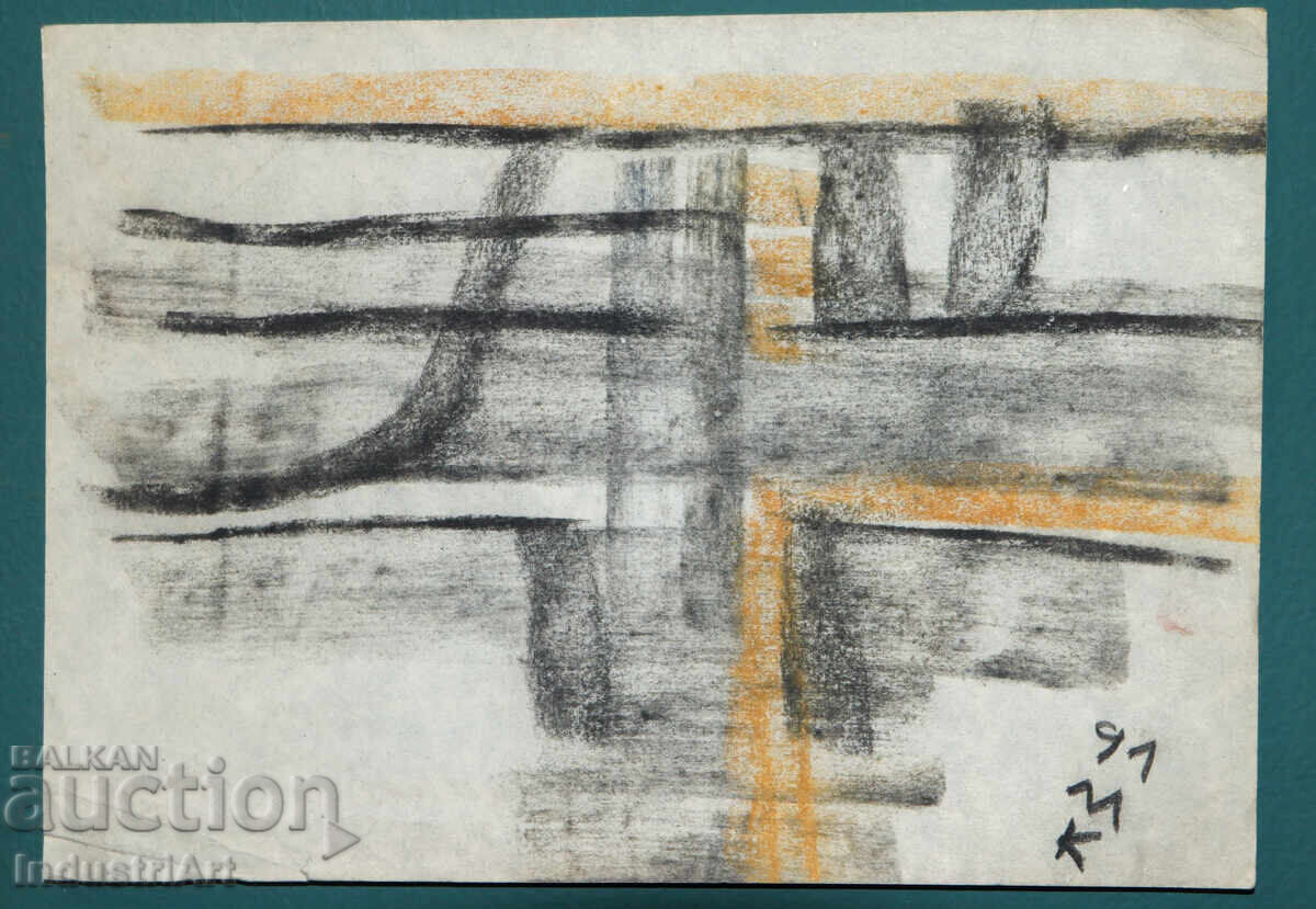 Auction  Contemporary art drawing pastel abstract composition