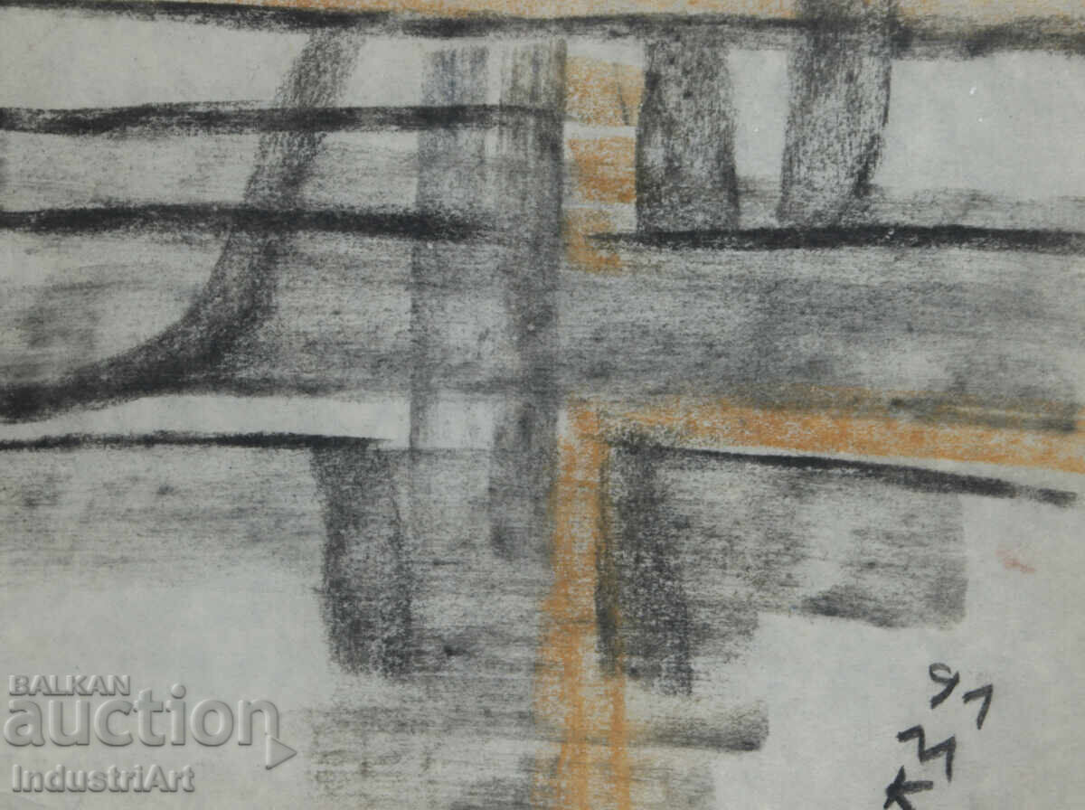 Delivery of Contemporary art drawing pastel abstract composition