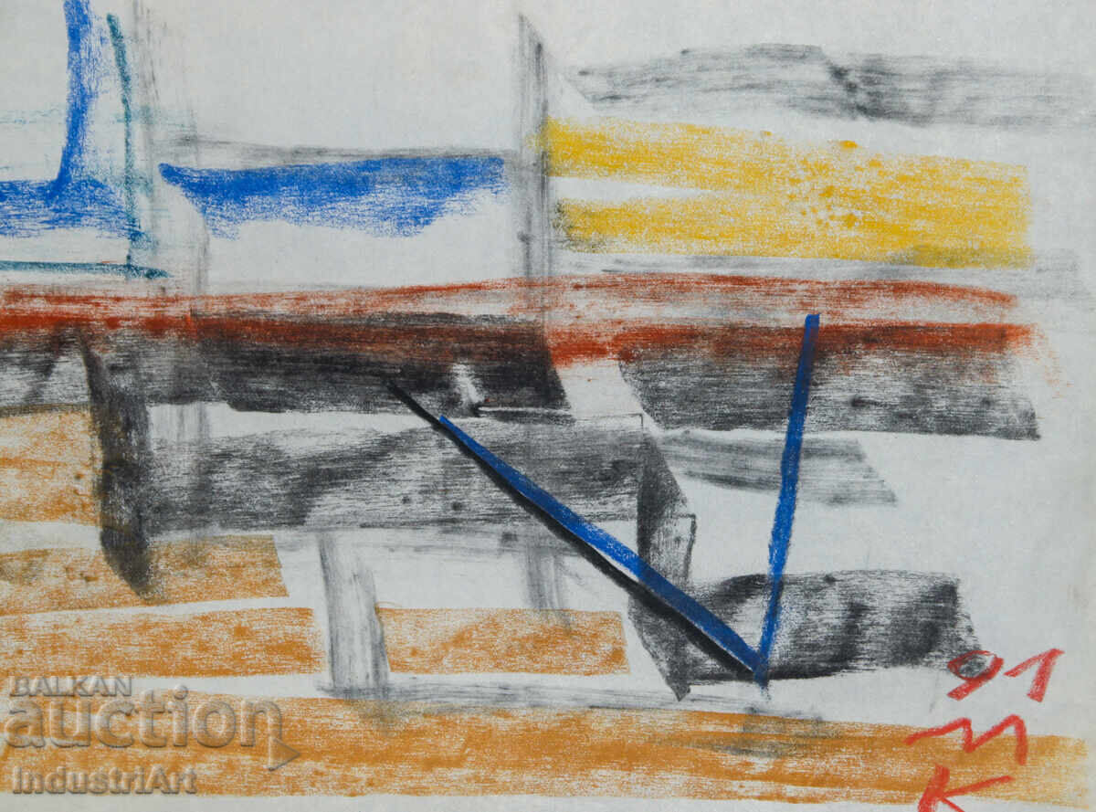 Contemporary art drawing pastel abstract composition - 5