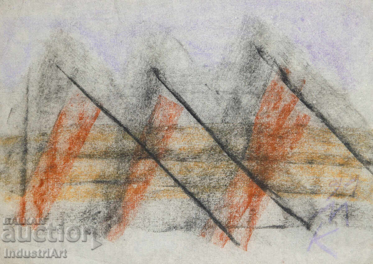 Съвременно изкуство рисунка пастел абстрактна композиция с цена 100.00 лв. | € 51.13