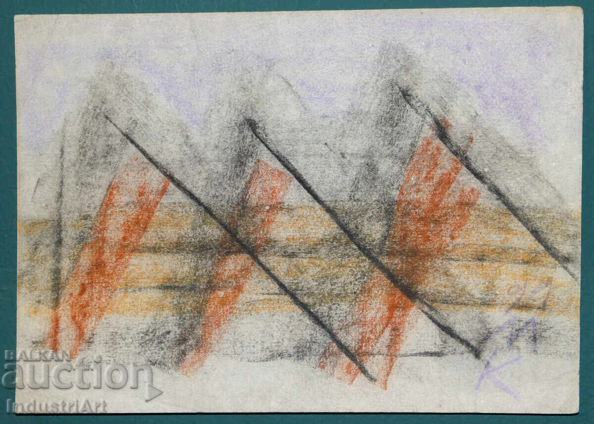 Аукцион Съвременно изкуство рисунка пастел абстрактна композиция