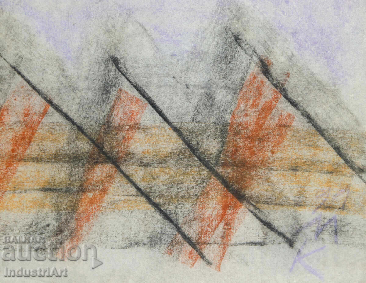 Съвременно изкуство рисунка пастел абстрактна композиция - 5