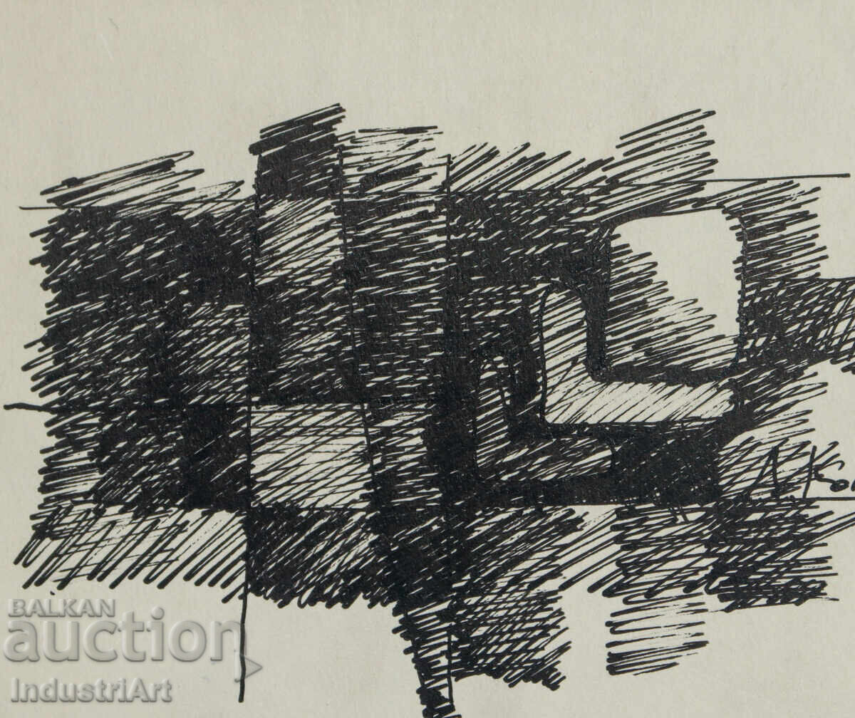 Licitație Desen contemporan, tuș, compoziție abstractă