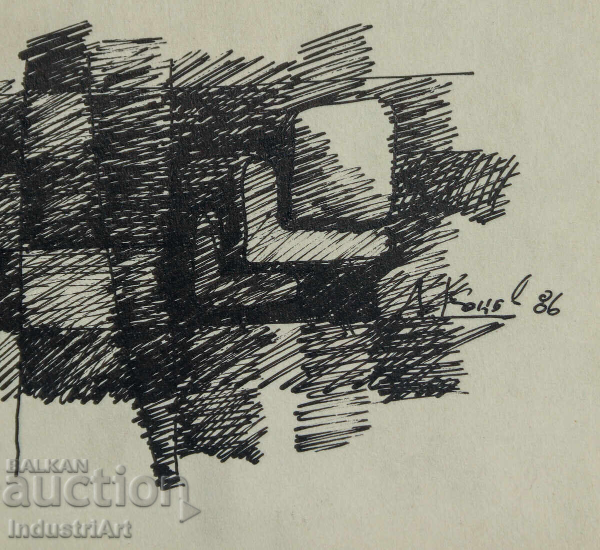 Desen contemporan, tuș, compoziție abstractă - 5