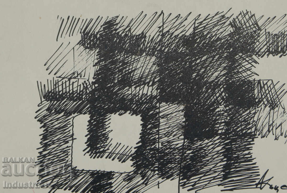 Delivery of Contemporary art drawing ink abstract composition