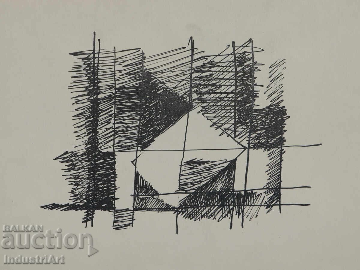 Modern art ink drawing abstract composition with price 100.00 BGN | € 51.13