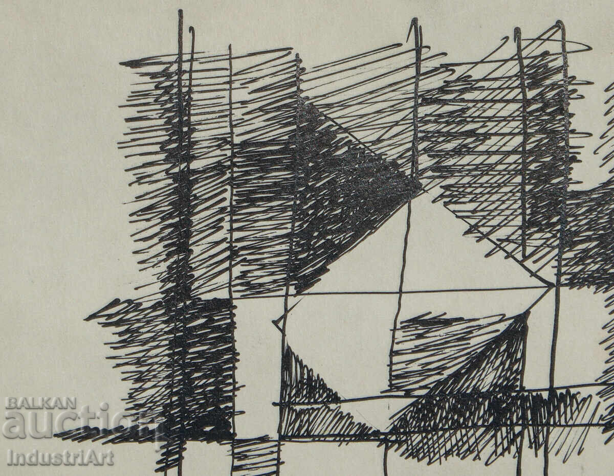 Delivery of Modern art ink drawing abstract composition