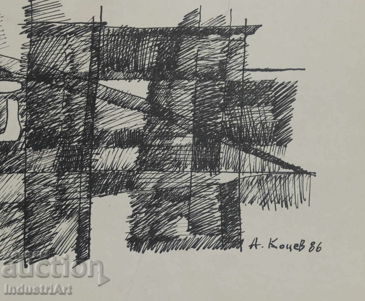 Съвременно изкуство рисунка туш абстрактна композиция - 5