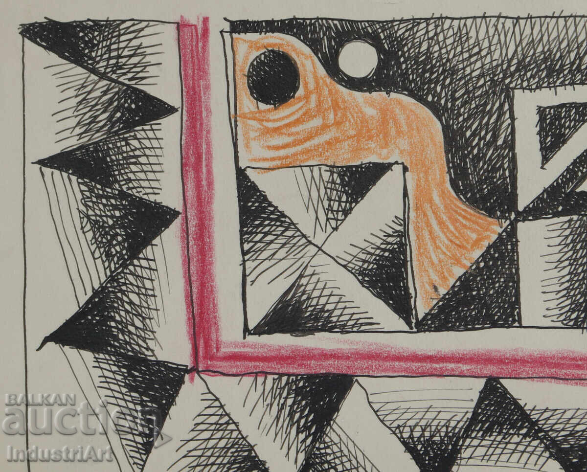 Παράδοση Σύγχρονη τέχνη σχέδιο με μελάνι αφηρημένη σύνθεση