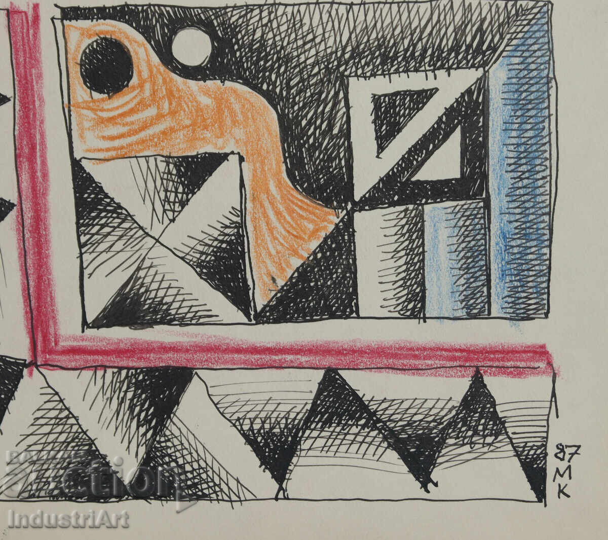 Σύγχρονη τέχνη σχέδιο με μελάνι αφηρημένη σύνθεση - 5