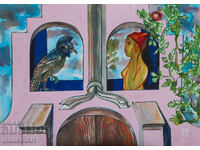 Contemporary Art, Tempera Abstract Composition