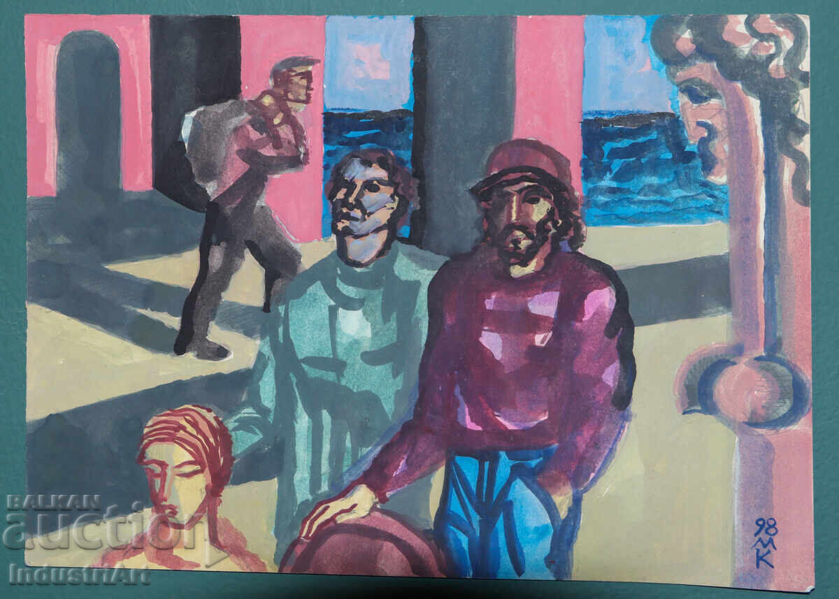 Contemporary Art, Tempera Abstract Composition with price 120.00 BGN | € 61.36