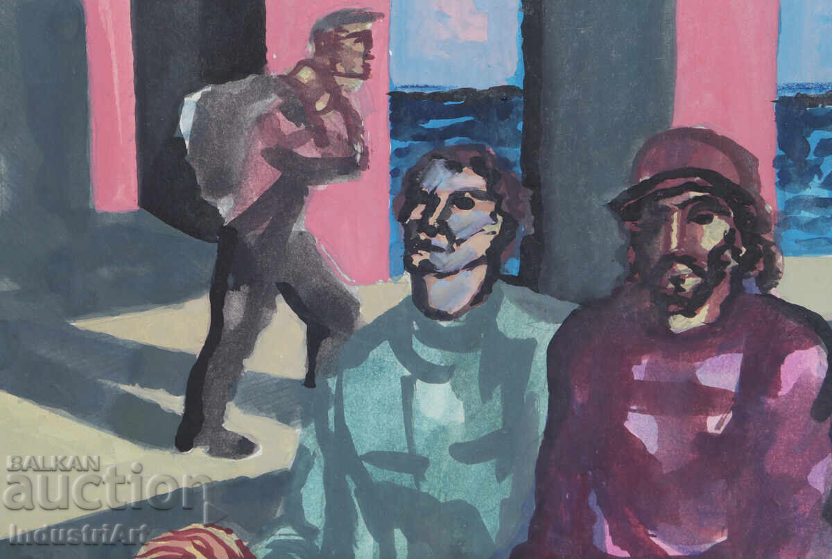 Delivery of Contemporary Art, Tempera Abstract Composition