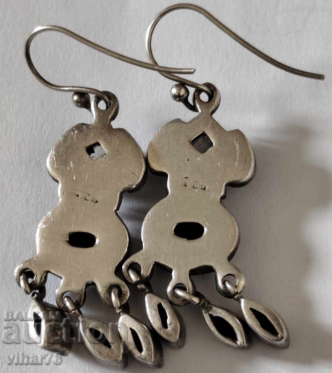 Silver earrings with moonstone, garnet and smoky quartz - 6